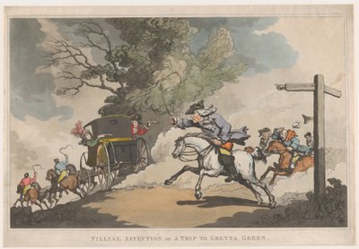 Gyermeki szeretet, avagy kirándulás Gretna Greenbe, 1785. december 15., 1785. december 15. alkotó: Thomas Rowlandson