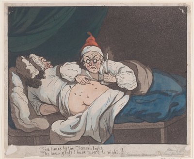 Ötször a Kúp fényénél, A homokóra éjszakára változtattam!!, 1793., 1793. alkotó: Thomas Rowlandson