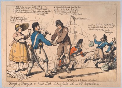 Forget & Forgive, avagy őszinte Jack, aki kezet fog a régi ismerőssel, Se..., 1799. szeptember 3. alkotó: Thomas Rowlandson