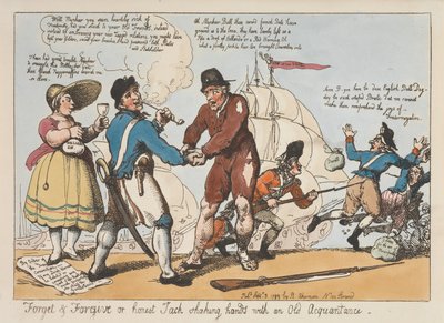 „Felejts és bocsáss meg”, vagy „Az őszinte Jack kezet ráz egy régi ismerősével” alkotó: Thomas Rowlandson