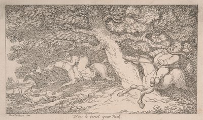 Róka-vadászat: Hogyan törjük ki a nyakunkat [az „Advice to Sportsmen” című műből] alkotó: Thomas Rowlandson