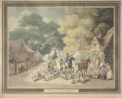 Róka-vadászat [négyrészes sorozat]: 1. Reggeli indulás. / Jelenet a Windsor-i erdő közelében alkotó: Thomas Rowlandson