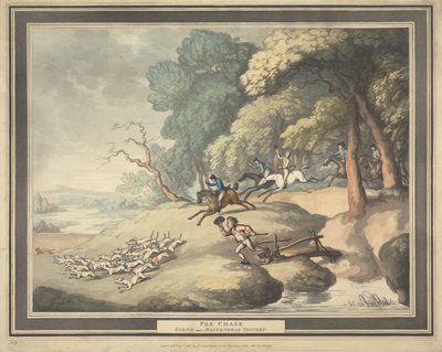 Róka-vadászat [négyrészes sorozat]:  3. Róka-üldözés / Jelenet a Maidenhead-i bozót közelében alkotó: Thomas Rowlandson