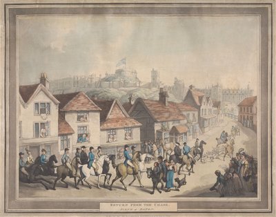 Róka-vadászat [négyrészes sorozat]:  4. Visszatérés a vadászatból. / Jelenet Eatonban alkotó: Thomas Rowlandson