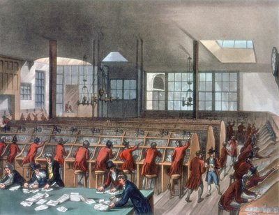 General Post Office, Lombard Street, London, 1808 alkotó: Thomas Rowlandson