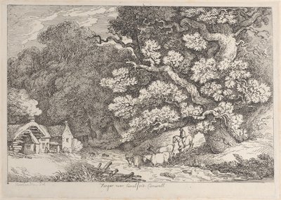 Hengar Camelford közelében, Cornwallban, a Views in Cornwallból, kb. 1812., kb. 1812. alkotó: Thomas Rowlandson