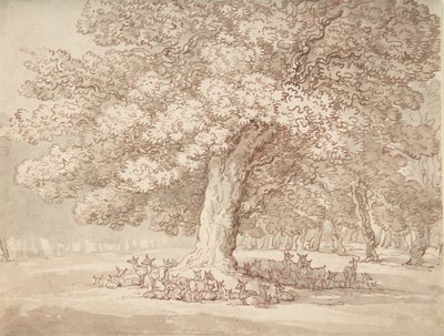 Szarvascsorda egy tölgyfa alatt, 1775-1827. alkotó: Thomas Rowlandson