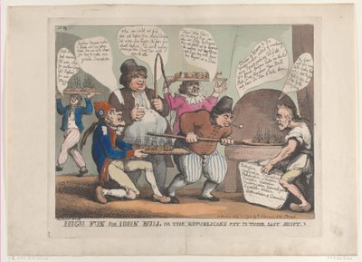Jó móka John Bullnak, avagy a republikánusoknak az utolsó műszakban, 1798. november..., november 12. alkotó: Thomas Rowlandson