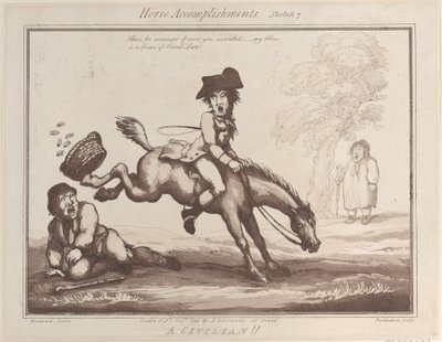 Lóteljesítmények, 7. vázlat: Egy civil !!, 1799. augusztus 1., 1799. augusztus 1. alkotó: Thomas Rowlandson