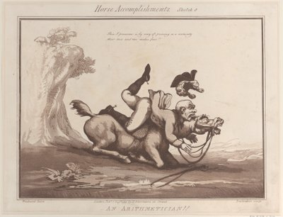 Lóteljesítmények, 8. vázlat: Egy aritmetikus!!, 1799. augusztus 1., 1799. augusztus 1. alkotó: Thomas Rowlandson