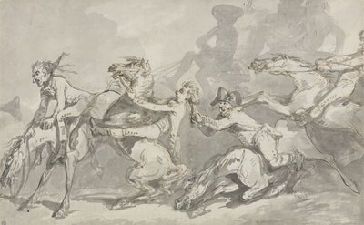 Horsemen Colliding, 1785-90 körül (toll és tinta barna mosással a papíron) alkotó: Thomas Rowlandson