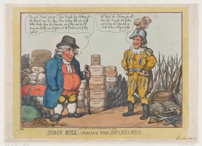John Bull Arming The Spaniards, 1808. október 3., 1808. október 3. alkotó: Thomas Rowlandson