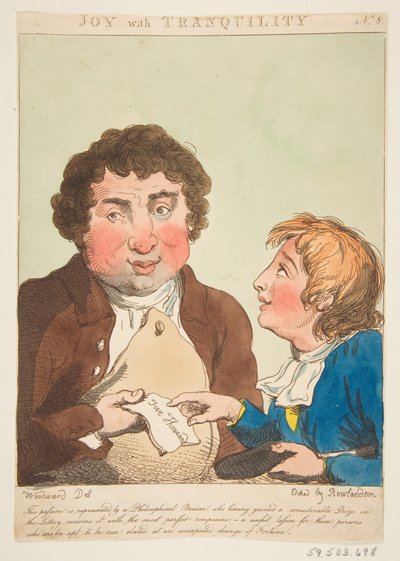 Joy with Tranquility Le Brun Travested, avagy A szenvedélyek karikatúrái, 1800. január 21. alkotó: Thomas Rowlandson