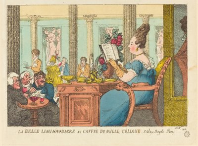 La Belle Limonaudiere a Cafe des Mille Colonnes-ban, a Palais Royalban, Párizsban alkotó: Thomas Rowlandson