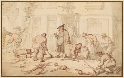 Burkolatot lerakó munkások alkotó: Thomas Rowlandson