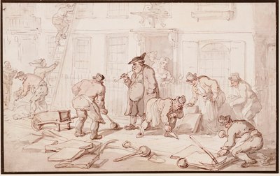 A munkások járdát raknak le alkotó: Thomas Rowlandson