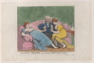 Saját fenéken kereskedő hölgyek, [1810. október 5.], utánnyomás., [1810. október 5.], utánnyomás. alkotó: Thomas Rowlandson