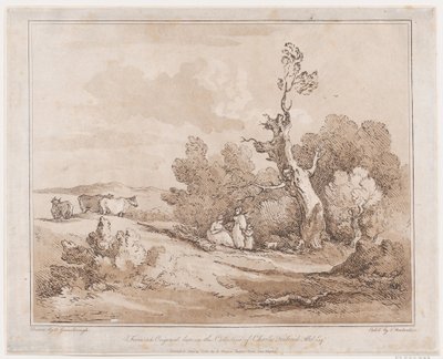 Táj figurákkal, akik fát gyűjtenek göcsörtös fák alatt, 1789. május 21., 1789. május 21. alkotó: Thomas Rowlandson