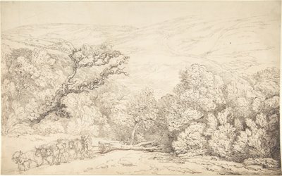 Tájkép ökrökkel és kivágott fával alkotó: Thomas Rowlandson