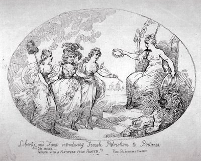 "A szabadság és hírnév a női hazafiasság bevezetése Britaniába", 1784 alkotó: Thomas Rowlandson