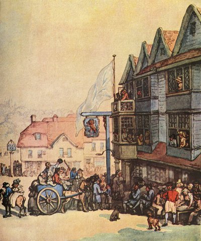 Piacnap az Öreg Vörös Oroszlán előtt Greenwichben, 1938 alkotó: Thomas Rowlandson