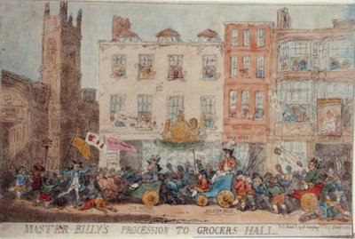 Billy mester menete a boltok csarnokába alkotó: Thomas Rowlandson