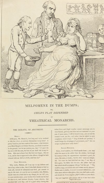 Melpomene mélyponton; illetve: a gyermeki játék védelme a színházi uralkodók részéről alkotó: Thomas Rowlandson