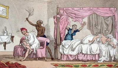 Nyomorúságok Indiában, a "The Grand Master, avagy Qui Hi? kalandjai Hindosztánban" című könyvből. A Hudibras Poem in Eight Cantos by Quiz", írta William Combe (1741-1823), kiadó: Thomas Tegg, London. alkotó: Thomas Rowlandson