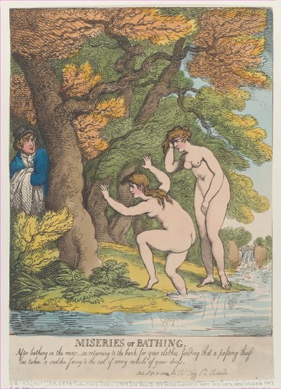 Miseries of Bathing, [1808. április 1.], újra kiadva szept..., [1808. április 1.], újra kiadva 1814. szeptember 1-én. alkotó: Thomas Rowlandson