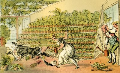 "Szerencsétlenség a Tulipáncsarnokban" alkotó: Thomas Rowlandson