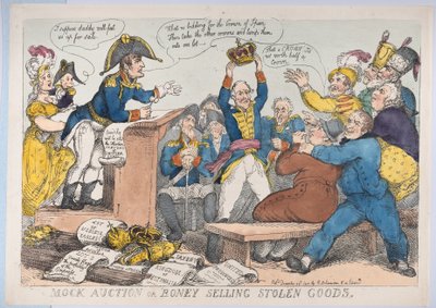 Álárverés vagy lopott holmikat árusító csont, 1813. december 25., 1813. december 25. alkotó: Thomas Rowlandson