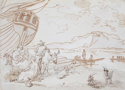 Anya és gyermekei a vízparton alkotó: Thomas Rowlandson
