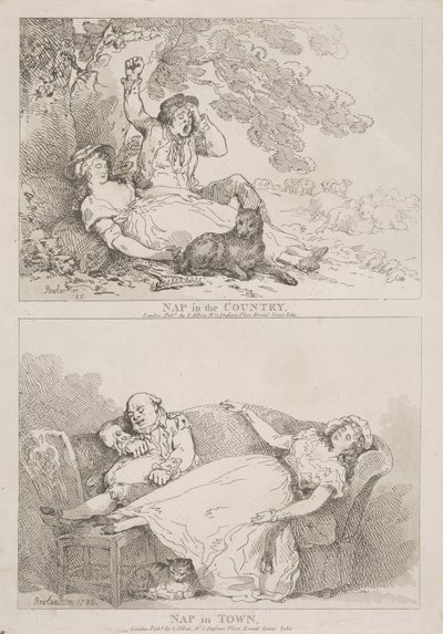 Szundítás vidéken – Szundítás a városban alkotó: Thomas Rowlandson