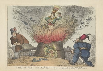 Napoleon als valse fenix, 1813 Az ál Főnix!!! Vagy egy hiábavaló kísérlet az újra felemelkedésre (cím a tárgyon) alkotó: Thomas Rowlandson