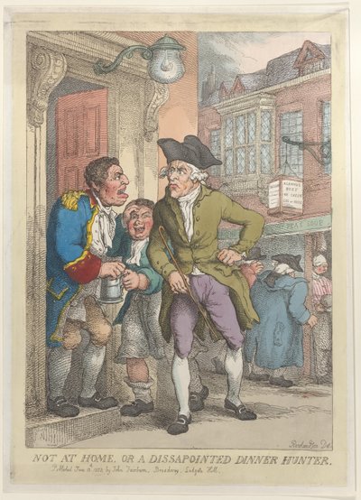 Nem otthon, vagy csalódott vacsoravadász, 1823. június 13., 1823. június 13. alkotó: Thomas Rowlandson