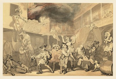 Peregrine megmenti Emiliát a fogadó tüzéből alkotó: Thomas Rowlandson