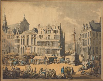 Place de Meir Antwerpenben, 1797. alkotó: Thomas Rowlandson