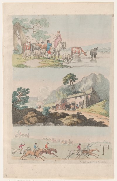 10. tábla, Ábrák, tájak és szarvasmarhák körvonalai...tanulók használatára, ..., 1790. augusztus 6. alkotó: Thomas Rowlandson