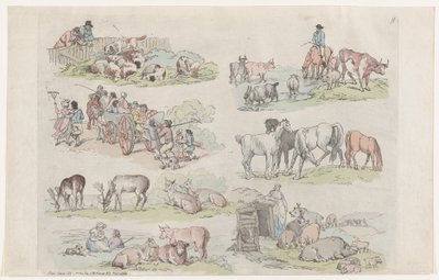 11. tábla, Ábrák, tájak és szarvasmarhák körvonalai...tanulók használatára..., 1791. január 31. alkotó: Thomas Rowlandson