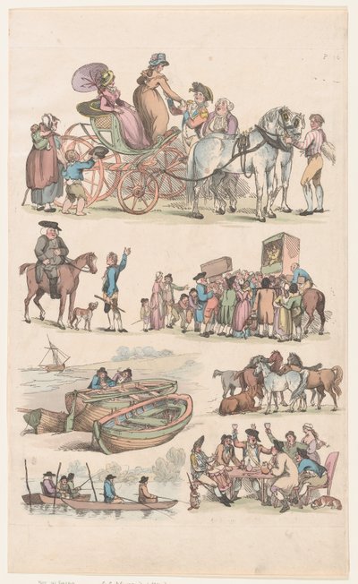 16. tábla, Ábrák, tájak és szarvasmarhák körvonalai...tanulók használatára, Ju..., 1790. június 1. alkotó: Thomas Rowlandson