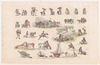 2. tábla, Ábrák, tájak és szarvasmarhák körvonalai...tanulók használatára, Ma..., 1790. március 8. alkotó: Thomas Rowlandson