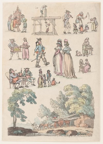 5. tábla, Ábrák, tájak és szarvasmarhák körvonalai...tanulók használatára, Ju..., 1790. június 18. alkotó: Thomas Rowlandson