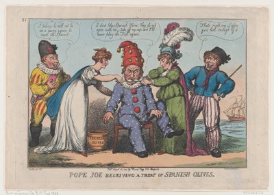 Joe pápa spanyol olajbogyó csemegét kap, 1808. augusztus 23., 1808. augusztus 23. alkotó: Thomas Rowlandson