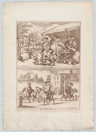 Pot Fair Cambridge, és, The College Gate, 1780-90., 1780-90. alkotó: Thomas Rowlandson