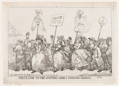 Felvonulás Hustingsba egy sikeres vászon után, 1784. április 30., 1784. április 30. alkotó: Thomas Rowlandson