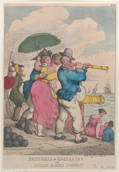 A vitézség vagy az ellopott csókok haladása legédesebb, 1814. február 14., 1814. február 14. alkotó: Thomas Rowlandson