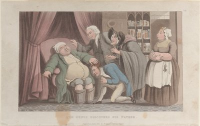 A Quae Genus felfedezi az apját, The History of Johnny Quae Genus, The Li..., 1822. január 1.. alkotó: Thomas Rowlandson