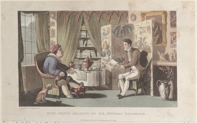 Quae Genus Reading to Sir Jeffery Gourmand, The History of Johnny Quae Genu..., 1822. március 1. alkotó: Thomas Rowlandson