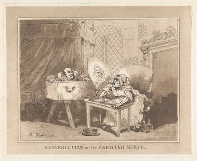 A feltámadás, avagy a megrémült ápolónő alkotó: Thomas Rowlandson