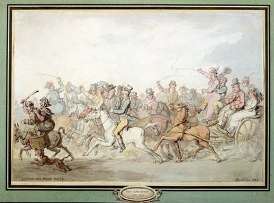Visszatérés az Epsom Racesből, 1823 (toll, wc és ceruza papíron) alkotó: Thomas Rowlandson